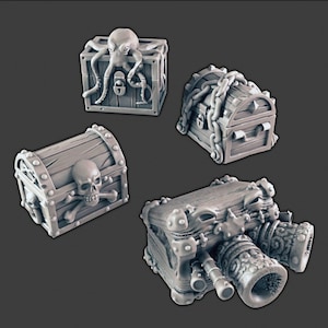Pirate Chests Set DnD Terrain for Dungeons and Dragons Terrain, D&D, D and D, Wargaming, Pathfinder, Miniature, Gifts