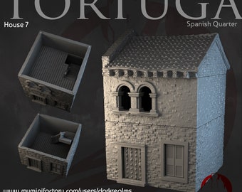 Dark Realms Tortuga Spanish Quarter House Ver 7 DnD Miniature Terrain for Dungeons and Dragons, D&D, D and D, Wargaming, Tabletop, Gifts