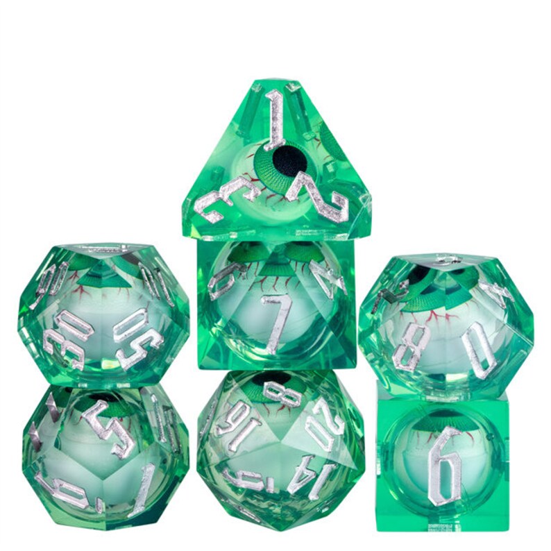 Green Beholder Eyeball Sharp Dice Set for Dungeons and Etsy