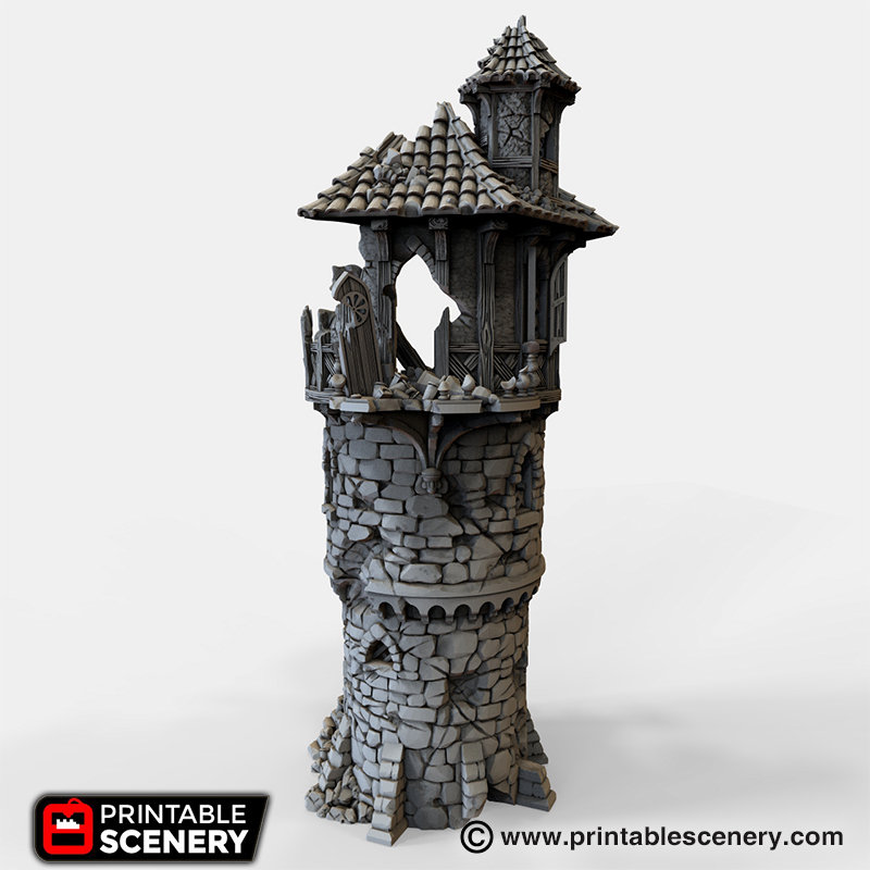 QP3D - Battle Ruined Building Wall, Terrain Scenery voor Tabletop & RPG 28-32 mm Miniatures Wargame Props DND D&D, 3D Gedrukt en geverfd