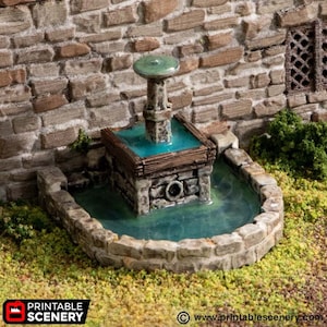 Still Water Town Fountain DnD Terrain for Dungeons and Dragons, D&D, D and D,  40k, Miniature, Wargaming, Tabletop, Dungeon Master