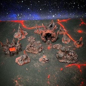 Hell Rock Set DnD Miniatuurterrein, Dungeons and Dragons, D&D, Wargaming, Pathfinder, Tafelblad, Scatter, 28mm, 32mm, 15mm