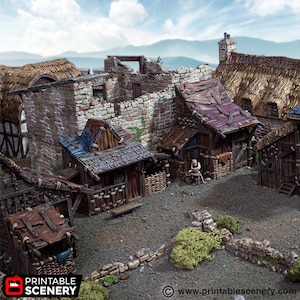 Medieval Shanty Bundle DnD Terrain for Dungeons and Dragons, D&D, D and D, 40k, Miniature, Wargaming, Tabletop, Gifts