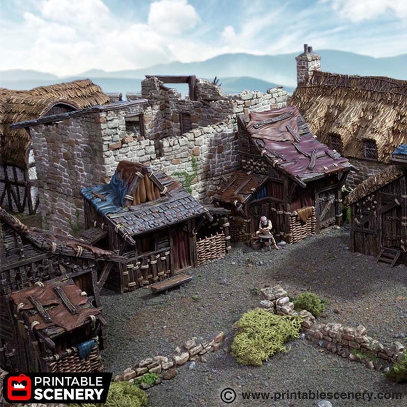 Medieval Shanty Bundle DnD Terrain for Dungeons and Dragons, D&D, D and D, 40k, Miniature, Wargaming, Tabletop, Gifts
