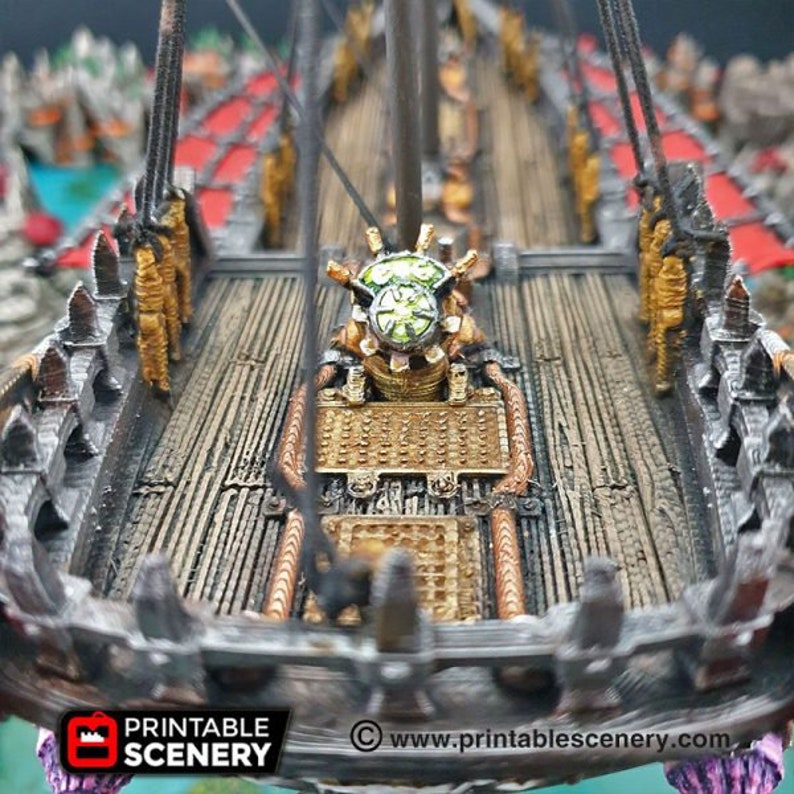 DnD Terrain Flying Dhow - Enanos, Elfos y Demonios / 28mm Miniatura D&D Tabletop Pathfinder imagen 3