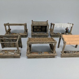 Hero's Hoard Market Stalls DnD Miniature Terrain | Dungeons and Dragons, D&D, Pathfinder, Wargaming, Tabletop, Scatter, 28mm