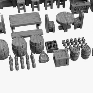 Tavern Bar DnD Miniature Terrain, Dungeons and Dragons, D&D, Pathfinder, Scatter, Wargaming, Tabletop, 28mm, 32mm image 3