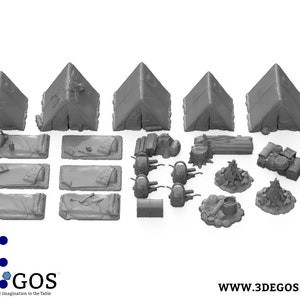 Adventure Camp Set DnD Miniature Terrain for Dungeons and Dragons Terrains, D&D, Pathfinder, Wargaming, Tabletop, DnD Gifts, 28mm image 2