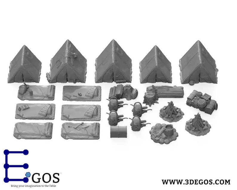 Adventure Camp Set DnD Miniature Terrain for Dungeons and Dragons Terrains, D&D, Pathfinder, Wargaming, Tabletop, DnD Gifts, 28mm image 2