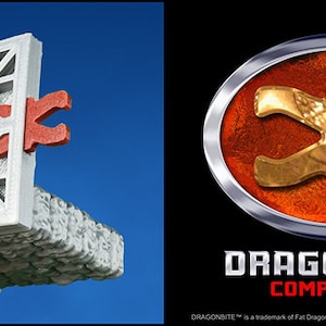 May include: A gray plastic wall section with a red plastic connector. The wall section has a grid pattern and is compatible with Dragonbite game pieces. The image also shows the Dragonbite logo with the text "Dragonbite Compatible".