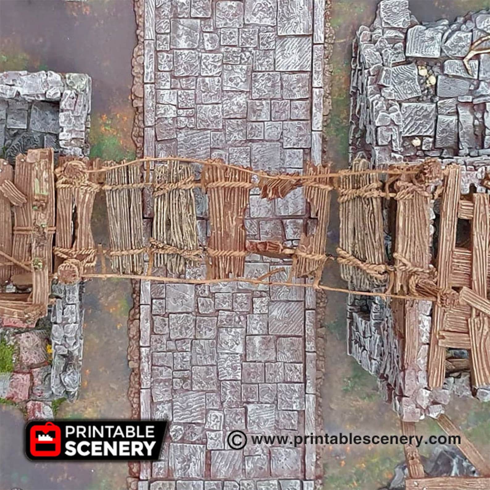 Shadowfey Ruined Rope Bridge DnD Miniature Terrain for Etsy