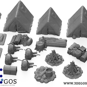 Adventure Camp Set DnD Miniature Terrain for Dungeons and Dragons Terrains, D&D, Pathfinder, Wargaming, Tabletop, DnD Gifts, 28mm image 5