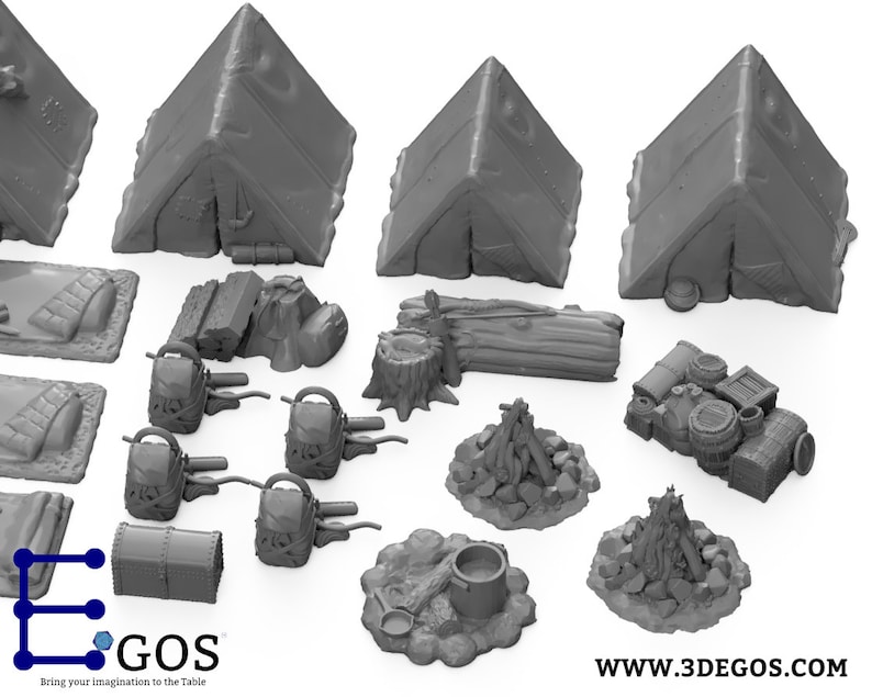 Adventure Camp Set DnD Miniature Terrain for Dungeons and Dragons Terrains, D&D, Pathfinder, Wargaming, Tabletop, DnD Gifts, 28mm image 5