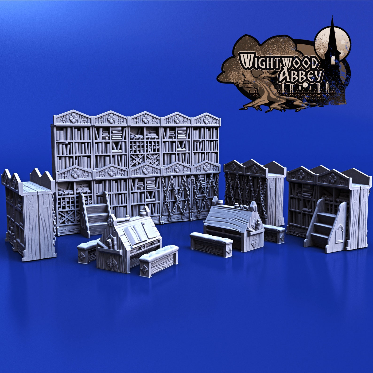 Wightwood Abbey Scriptorium Furnishings Set Dnd Miniature Terrain ...