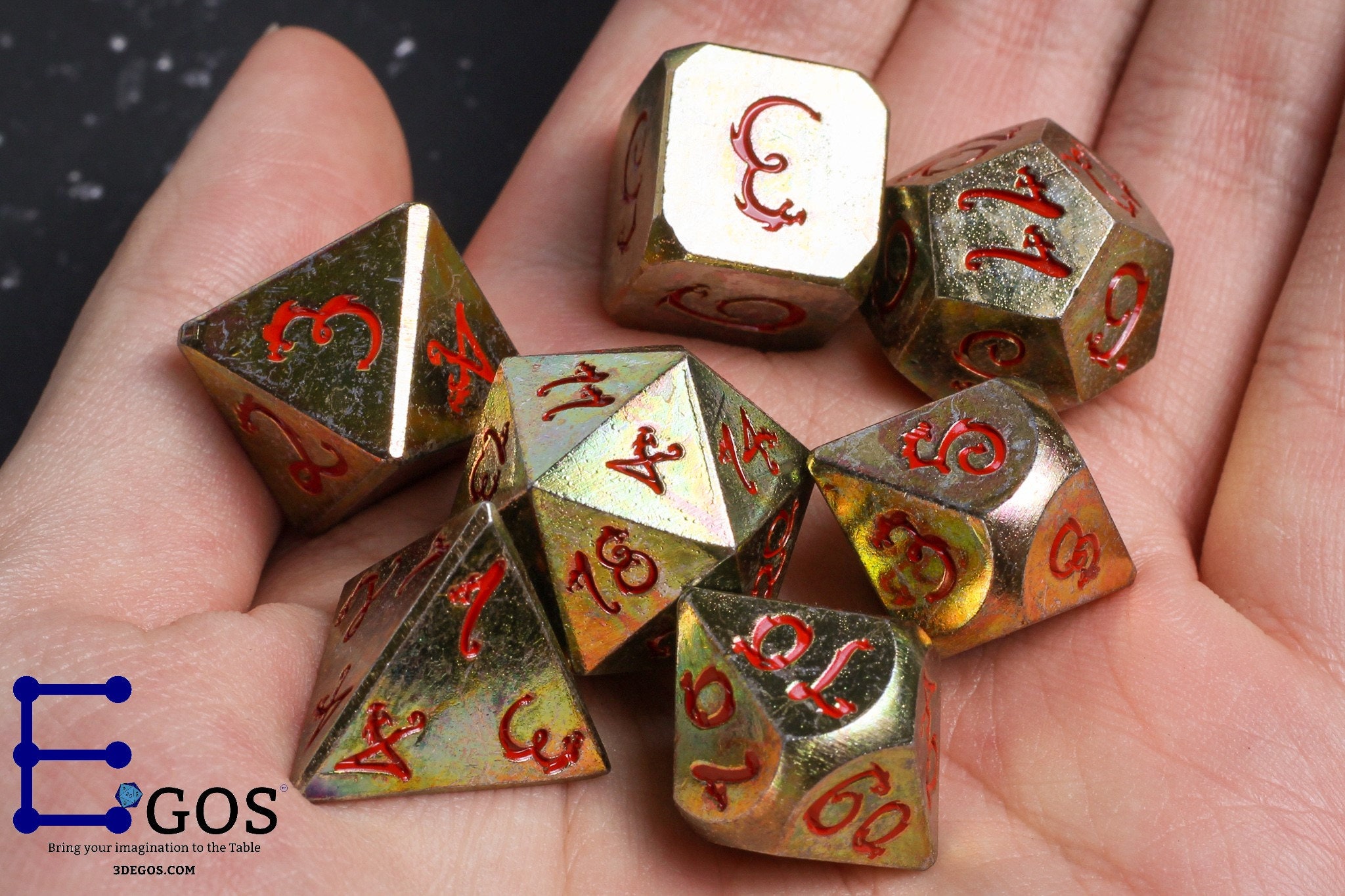 Bronze of Flame Metal DnD Dice Set For Dungeons and Dragons Etsy