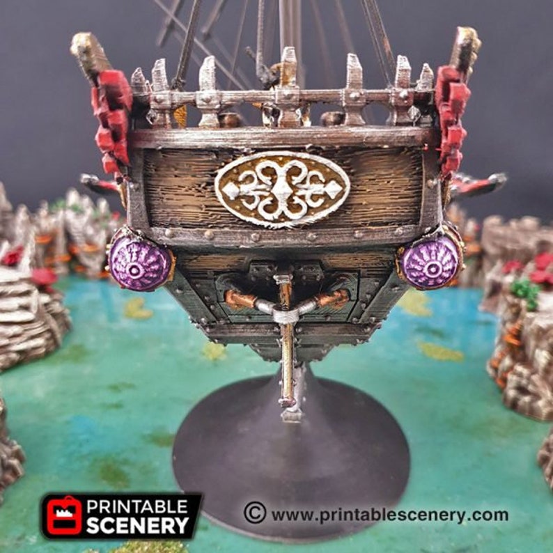 DnD Terrain Flying Dhow - Enanos, Elfos y Demonios / 28mm Miniatura D&D Tabletop Pathfinder imagen 4