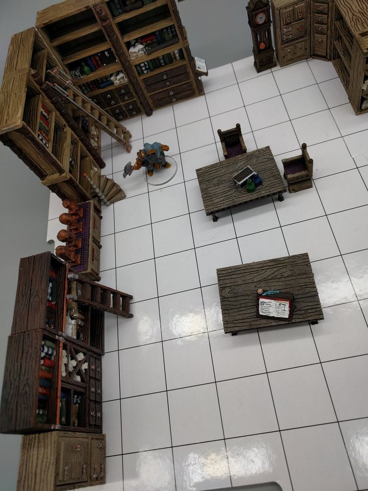 Dnd Library Small Library Modular Shelves Furniture Dnd Miniature Terrain | Dungeons and ...