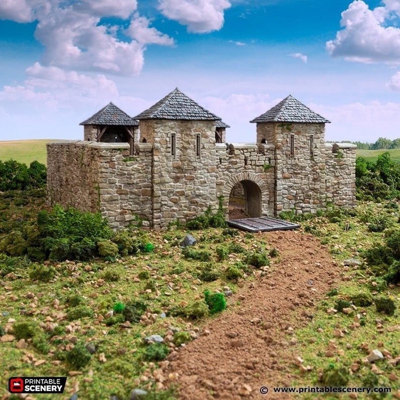 Norman Fort Walls DnD Terrain for Dungeons and Dragons, D&D, D and D, Miniature, Wargaming, Tabletop, Gifts image 1