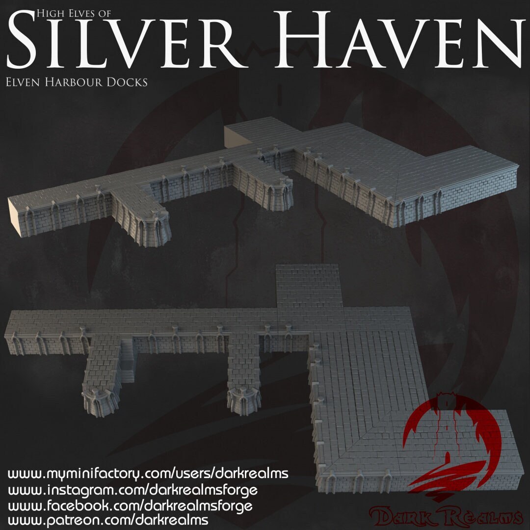 Dark Realms Silver Haven Harbor DnD Miniature Terrain for Dungeons and Dragons, D&D, D and D, Wargaming, Pathfinder, Tabletop