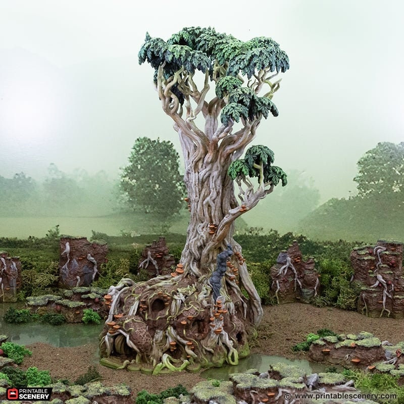 Wraithroot Tree Dnd Gloaming Swampy Giant Swamp Tree and Hovel Dnd Miniature Terrain ...