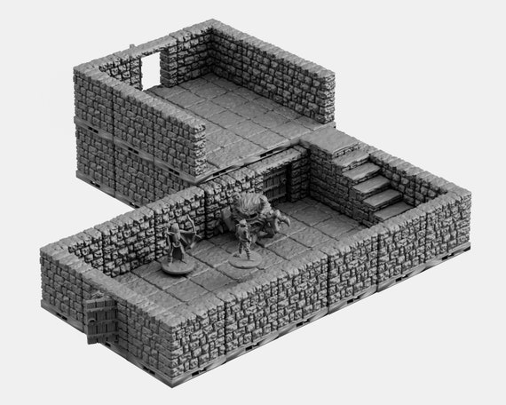 EnderToys Locking Dungeon Tiles - 10 Raised Floor Tiles & 35 Connectors, 3D Printed For Tabletop RPGs