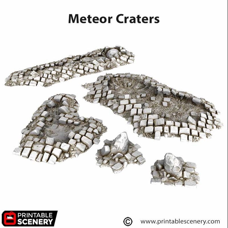 Meteor Craters DnD Miniature Terrain, Dungeons and Dragons Terrain, Cities of Ramshackle and Ruin Series, D&D, D and D, DnD Terrain, Warhammer 40k