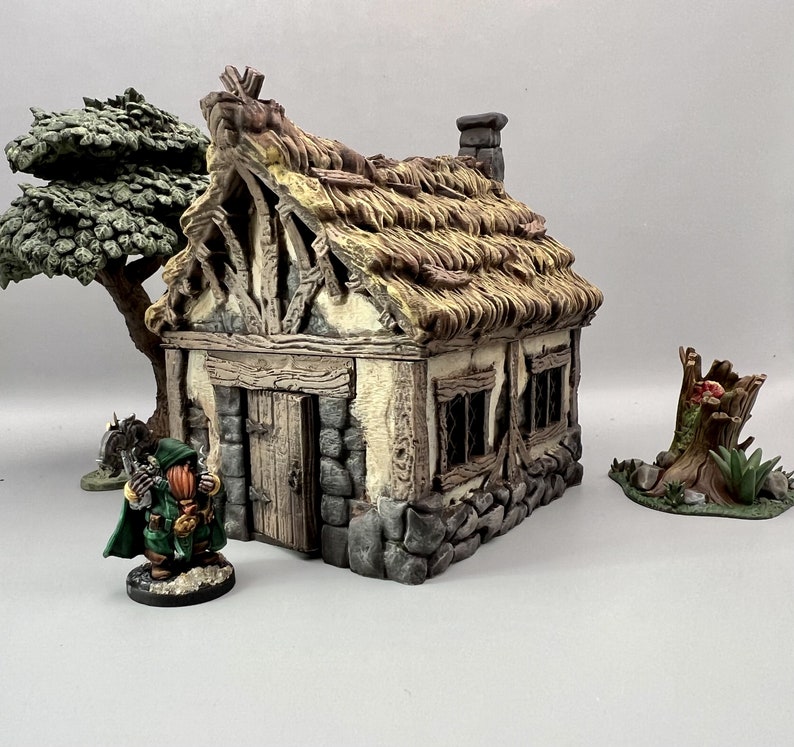 Little Cottage DnD Terrain, Dungeons and Dragons, DnD Miniature, D&D, D and D, 40k, Pathfinder, DnD Miniature Terrain