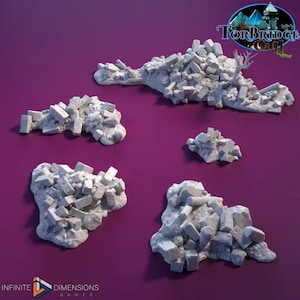 Torbridge Stone Debris Piles Set DnD Miniature Terrain for Dungeons and Dragons, D&D, D and D, Wargaming, Wargaming Dice