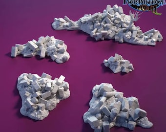 Torbridge Stone Debris Piles Set DnD Miniature Terrain for Dungeons and Dragons, D&D, D and D, Wargaming, Wargaming Dice