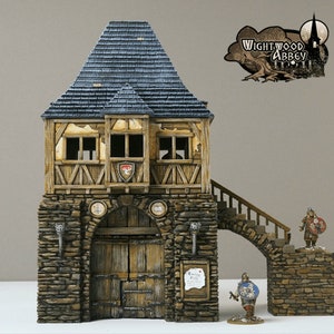 Wightwood Abbey Gatehouse DnD Miniature Terrain | Dungeons and Dragons, D&D, Pathfinder,, Wargaming, 28mm, 32mm, 15mm