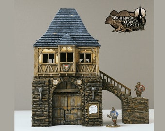 Wightwood Abbey Gatehouse DnD Miniature Terrain | Dungeons and Dragons, D&D, Pathfinder,, Wargaming, 28mm, 32mm, 15mm