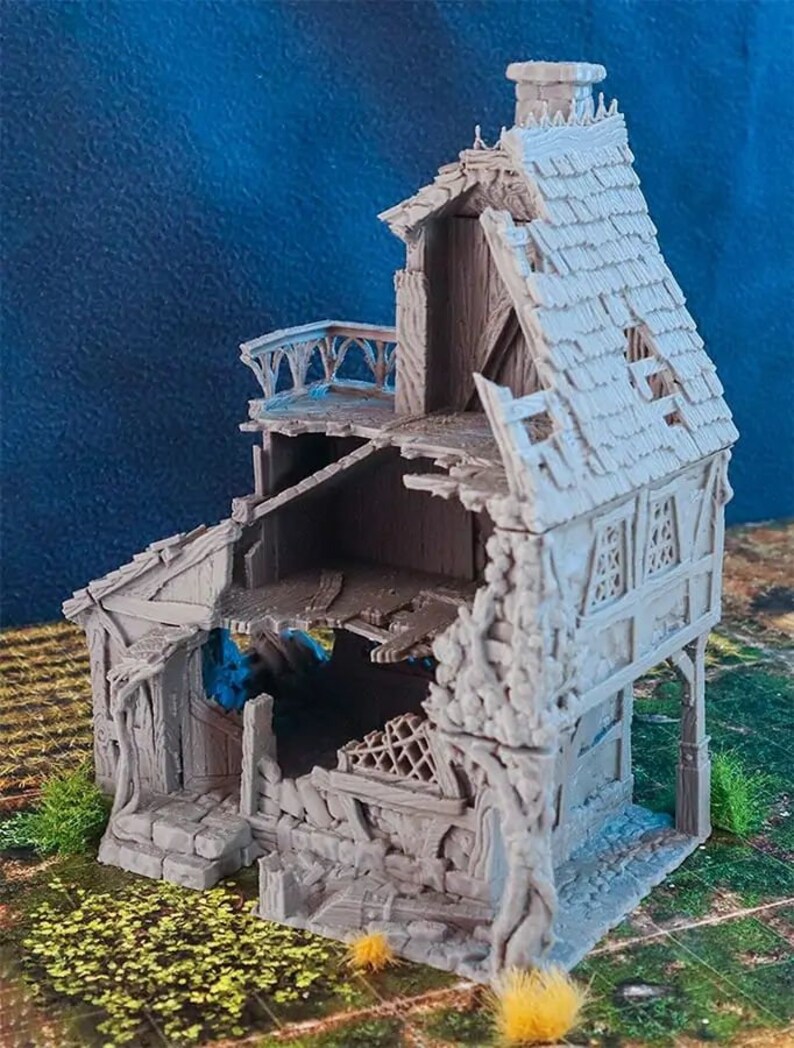 Ruined Healers House DnD Miniature Terrain for Dungeons and Dragons, D&D, D and D, 40k, Wargaming, Tabletop, image 2