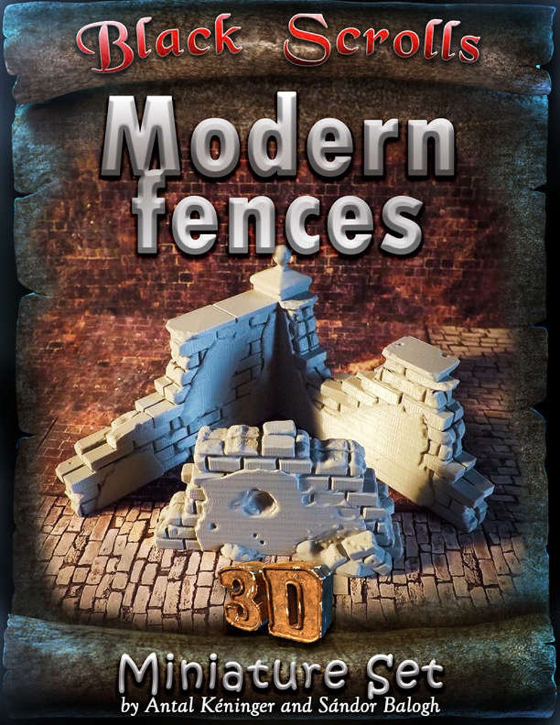 Pu&ograve; includere: Un set di miniature di recinzioni moderne in rovina, stampato in 3D. Il set &egrave; realizzato in plastica bianca e presenta una variet&agrave; di muri di mattoni rotti e in rovina. Il set &egrave; etichettato "Black Scrolls Modern Fences 3D Miniature Set by Antal K&eacute;ninger and S&aacute;ndor Balogh".