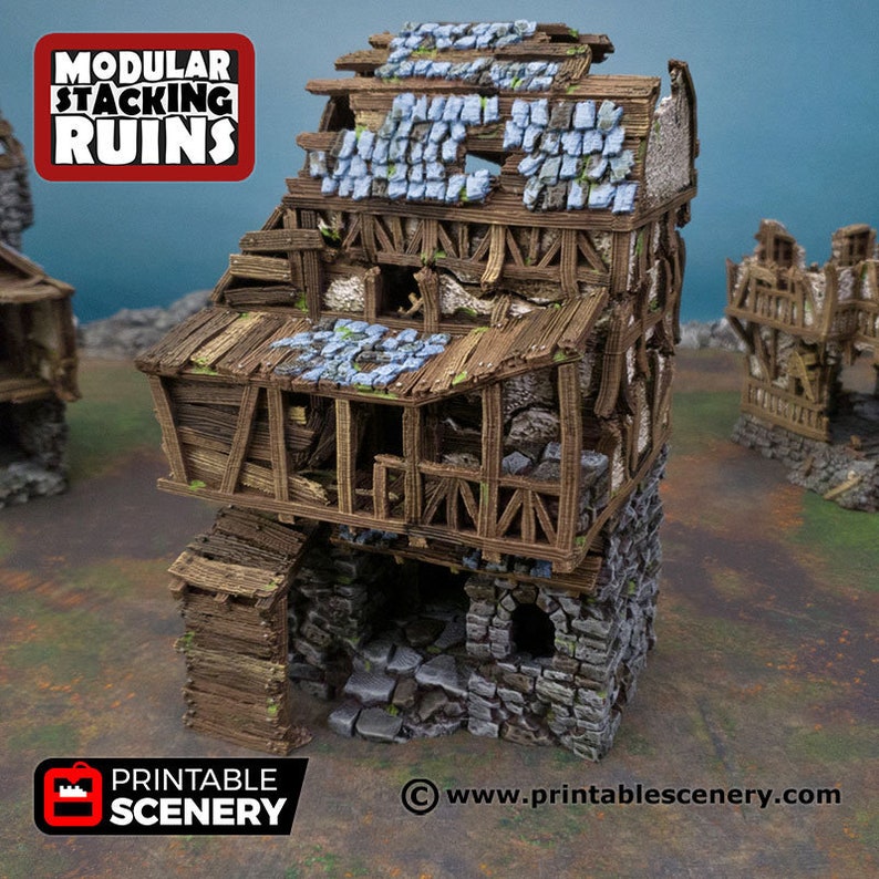 Ruined Gatehouse West Wing DnD Miniature Terrain for Dungeons and Dragons, D&D, D and D, , Tabletop, Wargaming, Gifts image 1