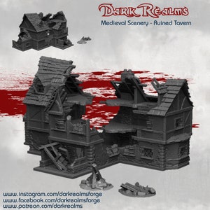 Dark Realms Ruined Tavern DnD Miniature Terrain for Dungeons and Dragons, D&D, D and D, Wargaming, Pathfinder, Tabletop