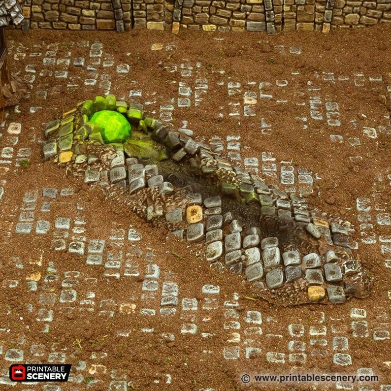 Meteor Craters DnD Miniature Terrain, Dungeons and Dragons Terrain, Cities of Ramshackle and Ruin Series, D&D, D and D, DnD Terrain, Warhammer 40k