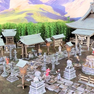 Japan Shrine Set DnD Miniature Wargaming Terrain for Dungeons and Dragons, D&D, Pathfinder, Tabletop, 28mm, Gifts