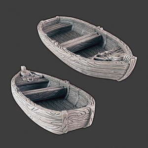 Simple Rowboat Set DnD Terrain for Dungeons and Dragons Terrain, D&D, D and D, Wargaming, Pathfinder, Miniature, Gifts