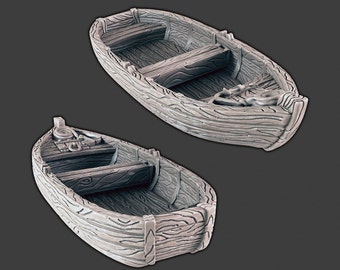 Simple Rowboat Set DnD Terrain for Dungeons and Dragons Terrain, D&D, D and D, Wargaming, Pathfinder, Miniature, Gifts