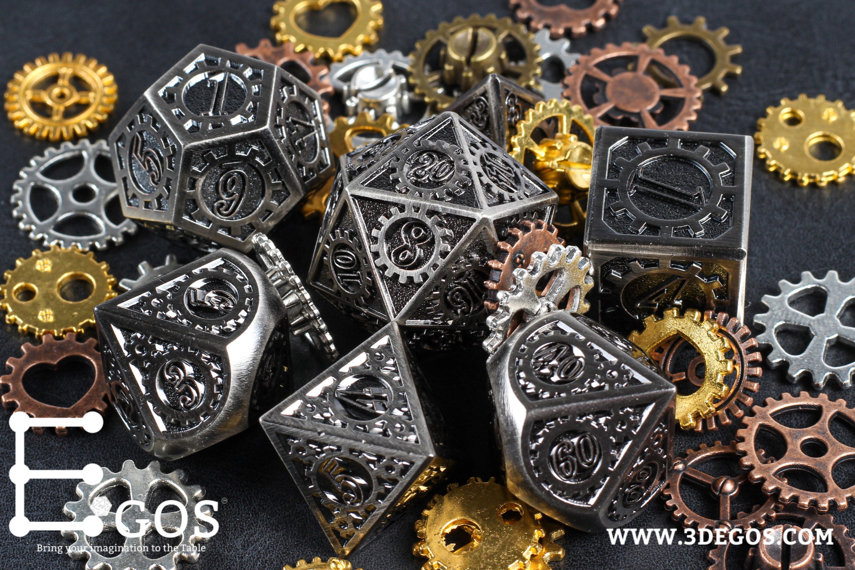 Silver Steampunk Gear Metal DnD Dice Set For Dungeons and Etsy