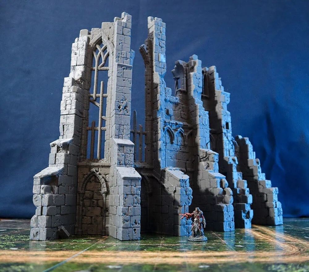 Catedral en ruinas DnD Terreno en miniatura para mazmorras y dragones, D&D, D y D, Wargaming, Tabletop, Pathfinder