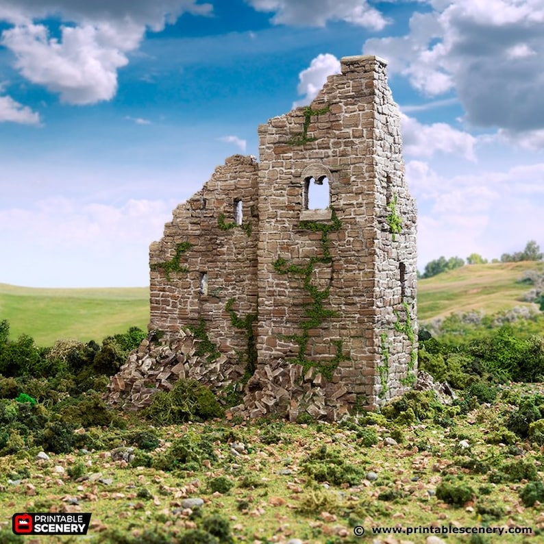 Terreno DnD del fuerte de piedra normando en ruinas para mazmorras y dragones, D&D, D y D, 40k, miniatura, Wargaming, mesa, regalos imagen 3