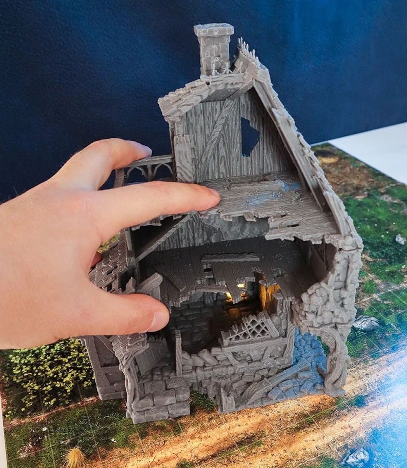 Ruined Healers House DnD Miniature Terrain for Dungeons and Dragons, D&D, D and D, 40k, Wargaming, Tabletop, image 3