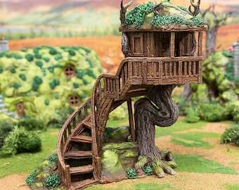 Tree House DnD Terrain for Dungeons and Dragons Terrain, D&D, D and D, Pathfinder, Miniature, Dungeons and Dragons Gifts