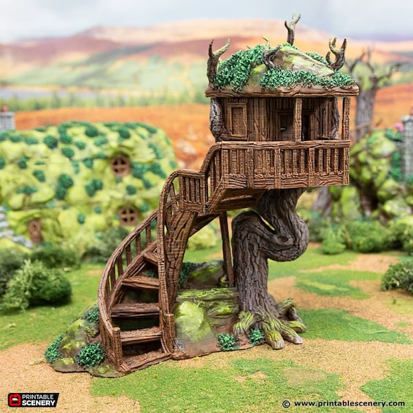 Tree House DnD Terrain for Dungeons and Dragons Terrain, D&D, D and D, Pathfinder, Miniature, Dungeons and Dragons Gifts