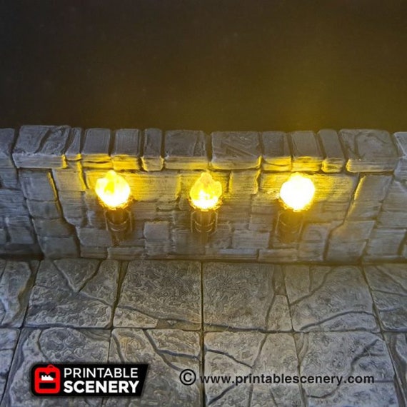 Torch Wall Openlock Dungeon Tiles Dnd Miniature Terrain Etsy