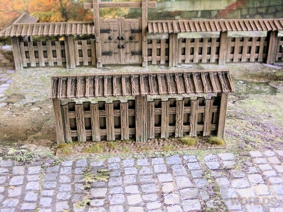 Japan Samurai Wooden Wall Set Dnd Miniature Wargaming Terrain for