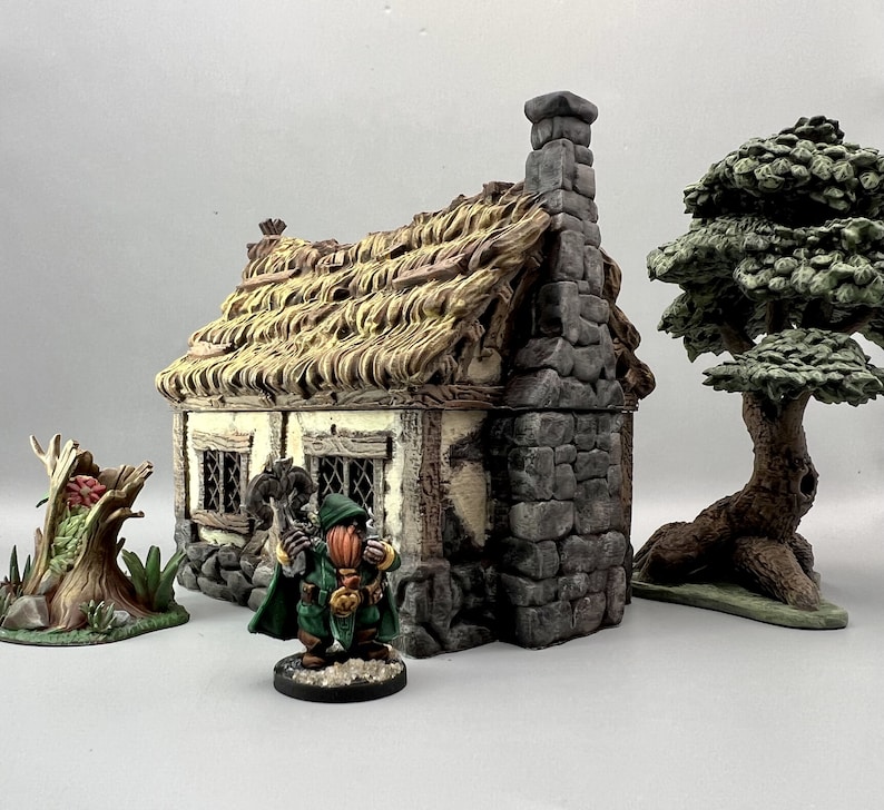 Little Cottage DnD Terrain, Dungeons and Dragons, DnD Miniature, D&D, D and D, 40k, Pathfinder, DnD Miniature Terrain