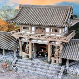 Japan Samurai Temple Outer Gate Set DnD Miniature Wargaming Terrain for Dungeons and Dragons, D&D,  Pathfinder, Tabletop, 28mm