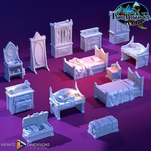 Torbridge Cull Medieval Room Furniture Set DnD Miniature Terrain for Dungeons and Dragons, D&D, D and D, Wargaming, Tabletop, Wargaming Dice
